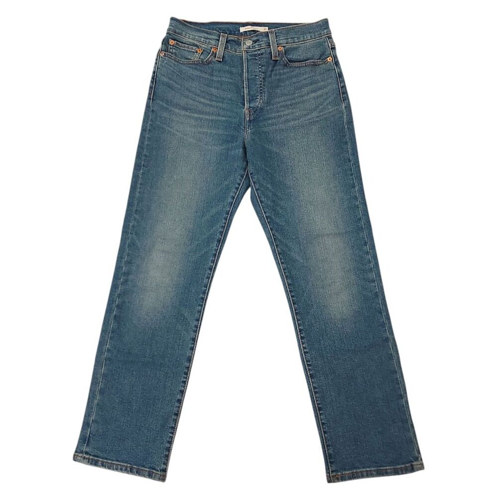 Levis Wedgie Straight Jeans Womens 29x28 Blue Cotton Blend Button Fly Retro